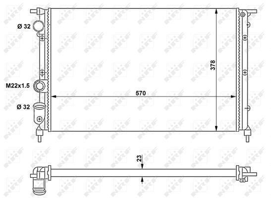 Radiador, refrigeración del motor NRF B.V. ref. 58852