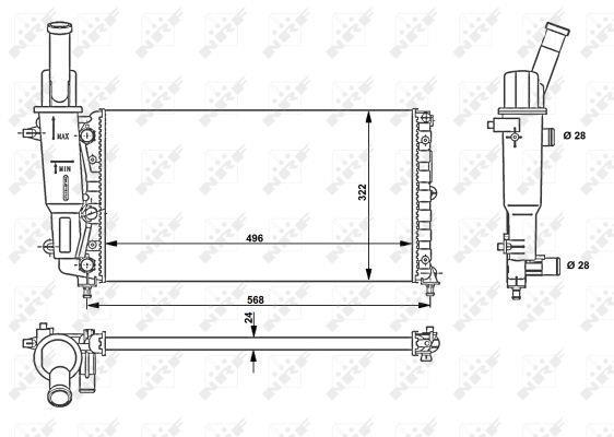 Radiador, refrigeración del motor NRF B.V. ref. 58952