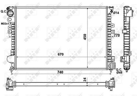 Radiador, refrigeración del motor NRF B.V. ref. 58993