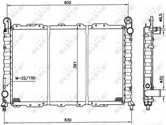 Radiador, refrigeración del motor NRF B.V. ref. 58996