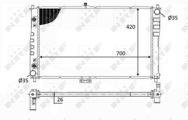 Radiador, refrigeración del motor NRF B.V. ref. 59019