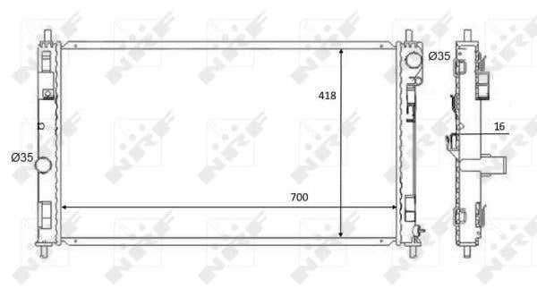 Radiador, refrigeración del motor NRF B.V. ref. 59089
