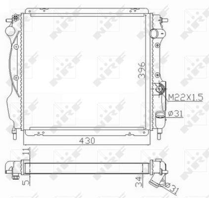 Radiador, refrigeración del motor NRF B.V. ref. 59121