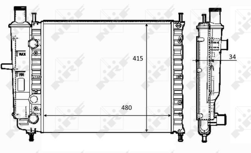 Radiador, refrigeración del motor NRF B.V. ref. 59123