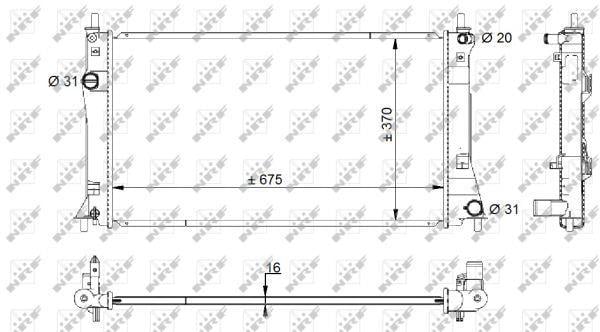 Radiador, refrigeración del motor NRF B.V. ref. 59205