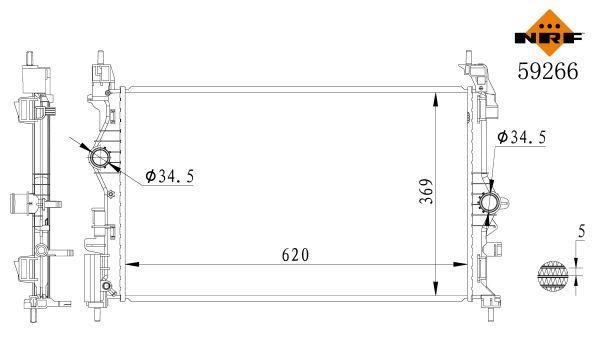 Radiador, refrigeración del motor NRF B.V. ref. 59266