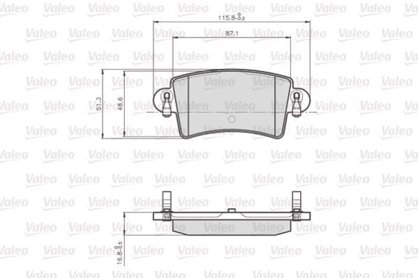 Jeu de 4 plaquettes de frein VALEO ref. 872669