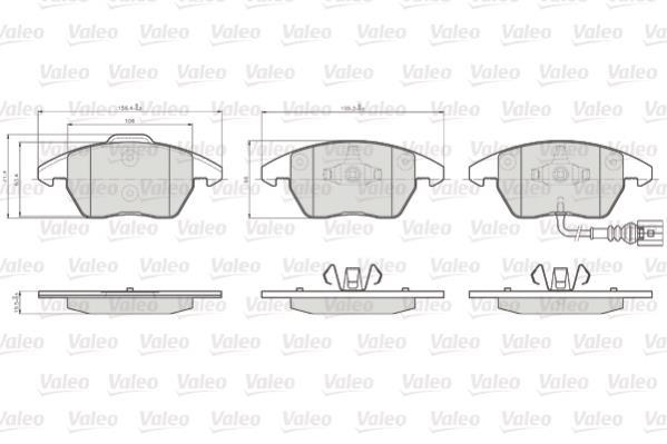 Jeu de 4 plaquettes de frein VALEO ref. 872587