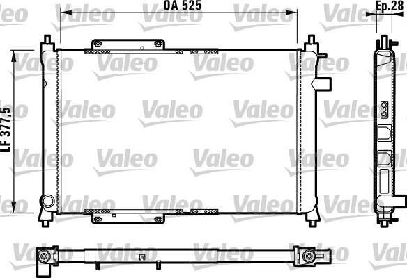 VALEO Radiatore Raffreddamento Motore 731818 – In Alluminio, Dimensioni 377,5 X 525 X 28 Mm