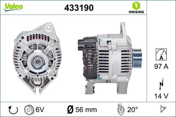 Alternateur VALEO ref. 433190