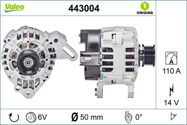 Alternateur VALEO ref. 443004