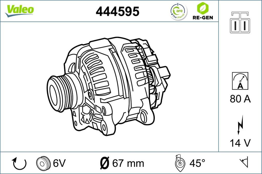 Alternador VALEO ref. 444595