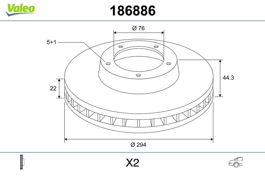 Disques De Frein VALEO Ventilés Essence Arrière - Diamètre 294 Mm, épaisseur 22 Mm - Qualité D'origine, Durable & éco-responsable