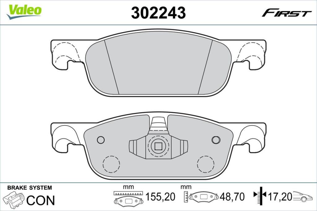 Plaquettes De Frein Avant VALEO First - Réf. 302155 - Jeu De 4 Avec Accessoires - Compatible MANDO