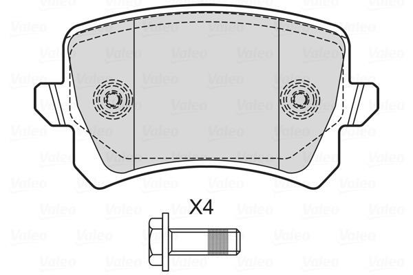 Jeu de 4 plaquettes de frein VALEO ref. 601700