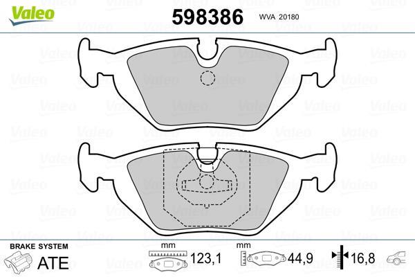 Jeu de 4 plaquettes de frein VALEO ref. 598386