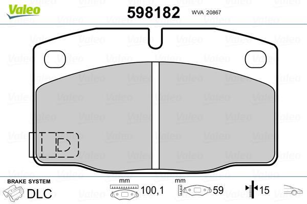 Jeu de 4 plaquettes de frein VALEO ref. 598182
