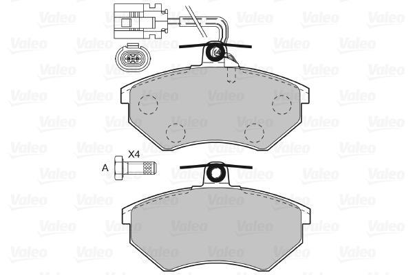 Jeu de 4 plaquettes de frein VALEO ref. 598484