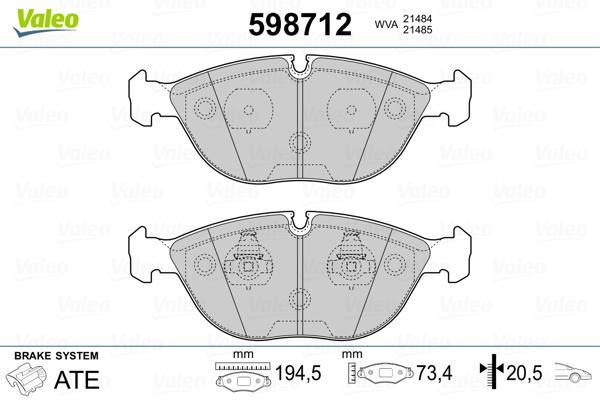 Jeu de 4 plaquettes de frein VALEO 598712