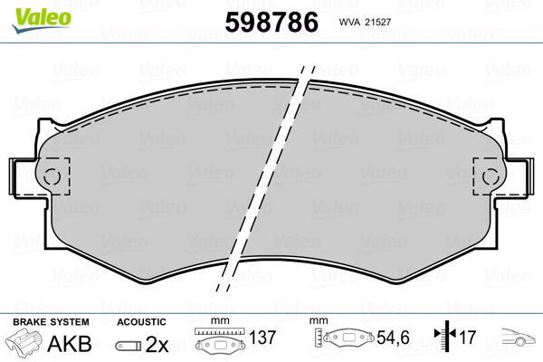 Jeu de 4 plaquettes de frein VALEO ref. 598786