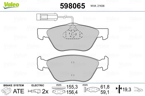 Jeu de 4 plaquettes de frein VALEO 598065