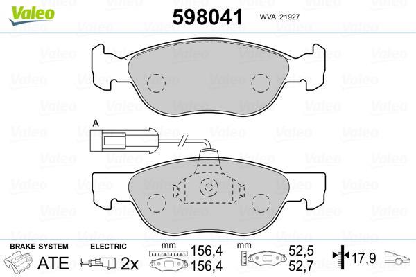 Jeu de 4 plaquettes de frein VALEO ref. 598041