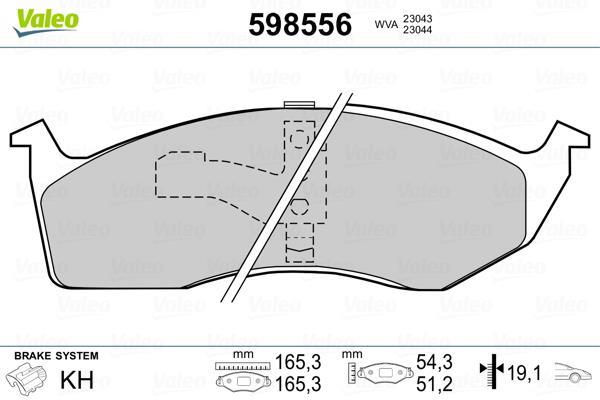 Jeu de 4 plaquettes de frein VALEO ref. 598556