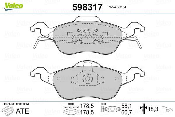 Juego de 4 pastillas de freno (Almohadilla de freno) VALEO ref. 598317