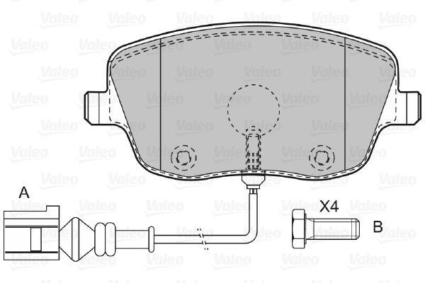 Jeu de 4 plaquettes de frein VALEO ref. 598667