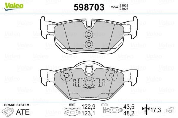 Kit Pastiglie Freno A Disco VALEO 598703 - Con Accessori, Prérödato, Senza Rame, Per Freno Di Stazionamento, 100% Qualità Premium