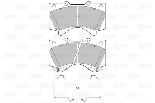 Jeu de 4 plaquettes de frein VALEO ref. 601339