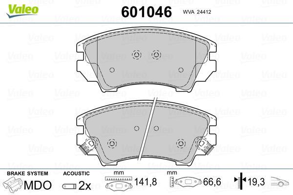 Jogo de 4 pastilhas de travão VALEO ref. 601046