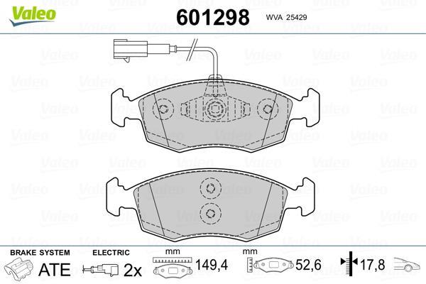 Jeu de 4 plaquettes de frein VALEO ref. 601298