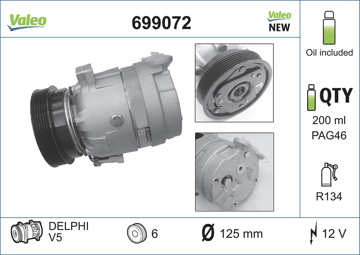Compresseur, climatisation VALEO 699072