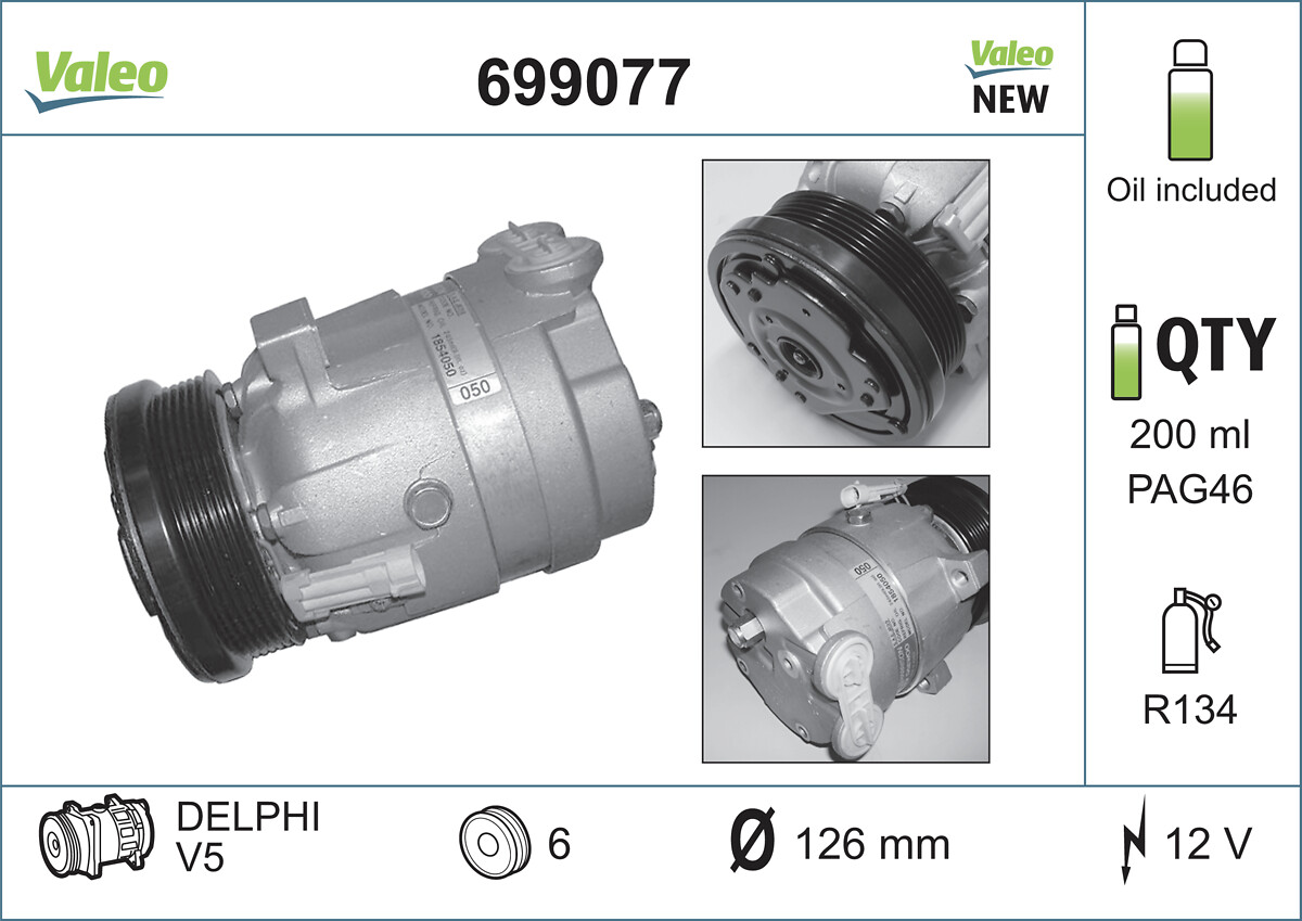 Compresseur, climatisation VALEO ref. 699077