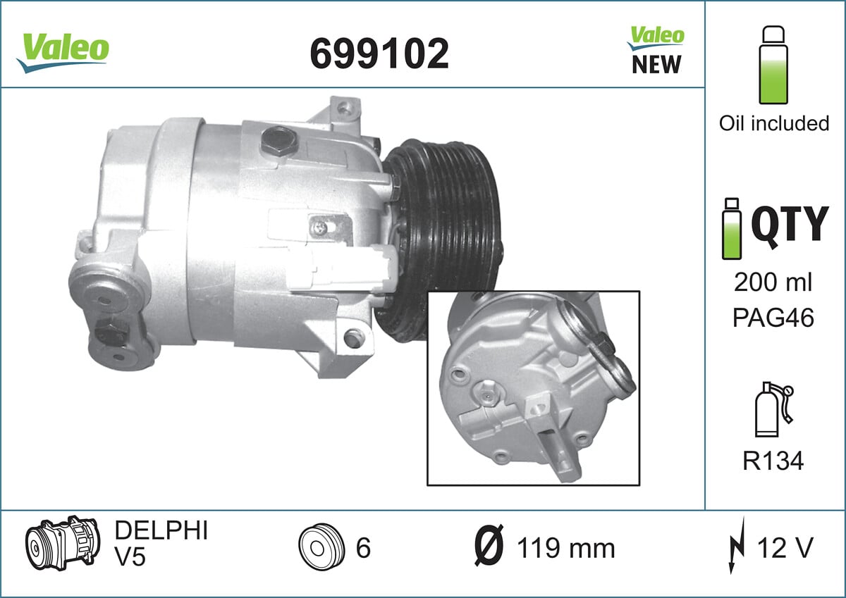 Compresseur, climatisation VALEO ref. 699102