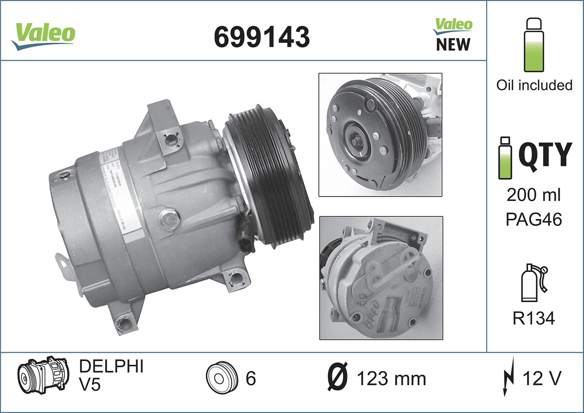 Compresseur, climatisation VALEO ref. 699143