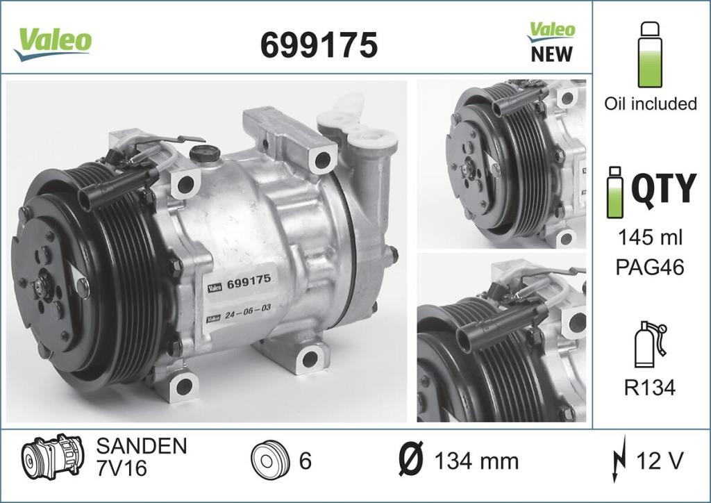 Compresor, aire acondicionado VALEO ref. 699175