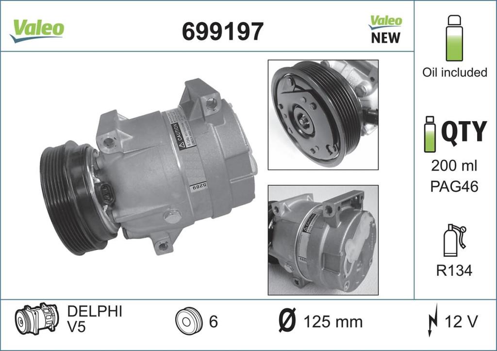 Compresseur, climatisation VALEO ref. 699197