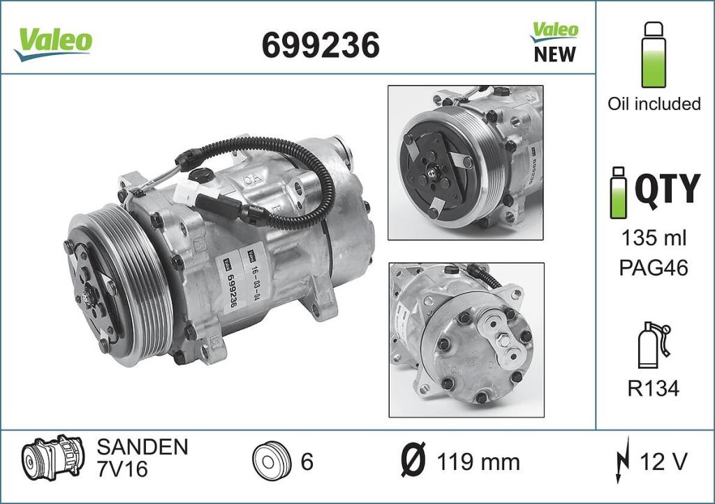 Compresseur, climatisation VALEO ref. 699236