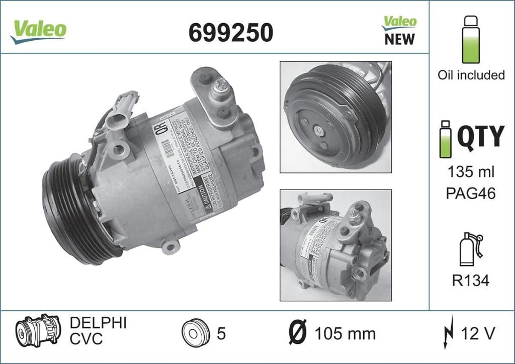 Compresseur, climatisation VALEO ref. 699250