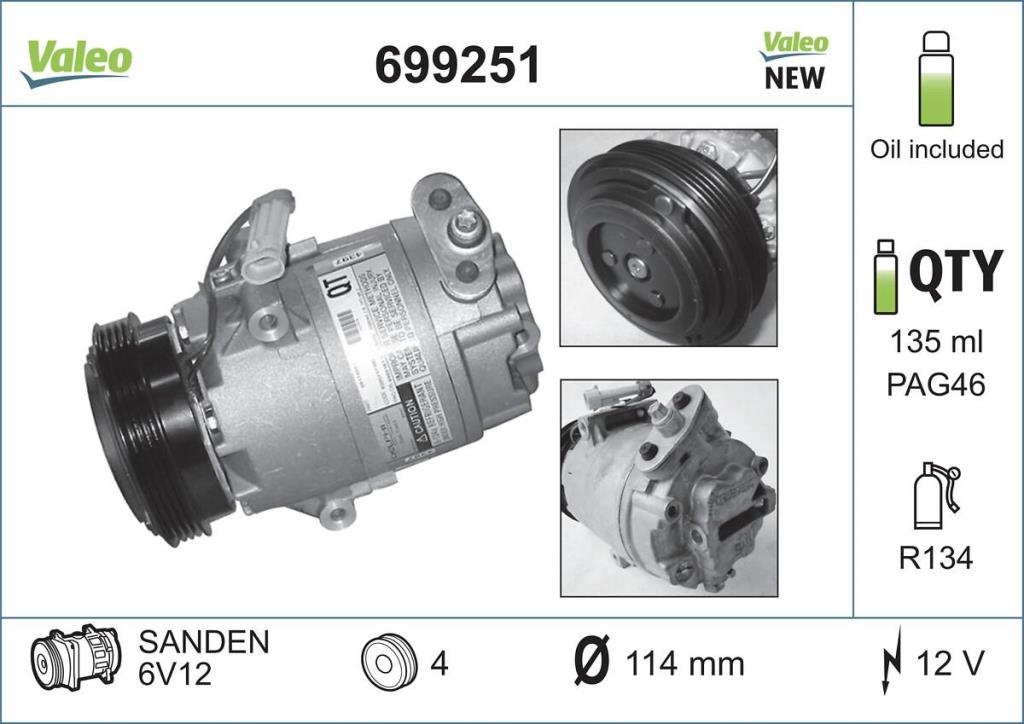 Compresseur, climatisation VALEO ref. 699251