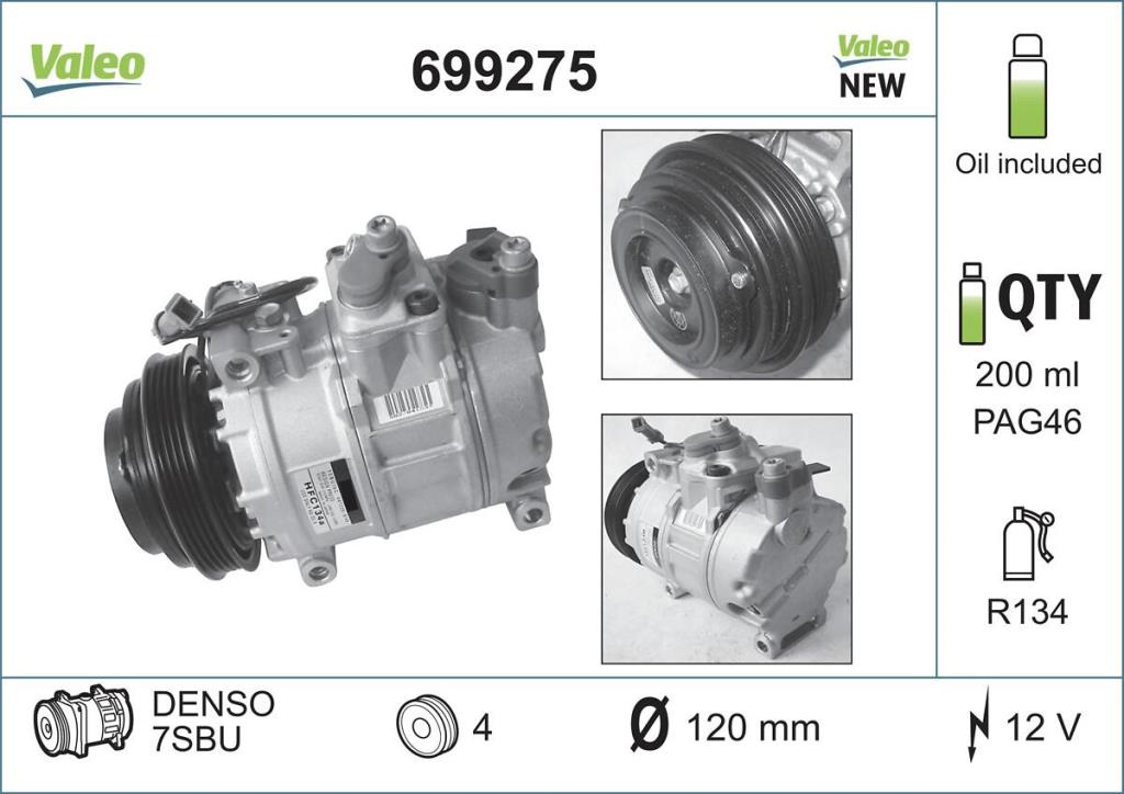 Compresseur, climatisation VALEO ref. 699275