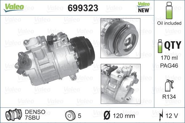 Compresseur, climatisation VALEO ref. 699323