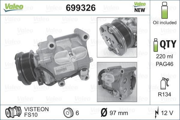 Compresseur, climatisation VALEO ref. 699326