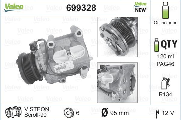 Compresseur, climatisation VALEO ref. 699328