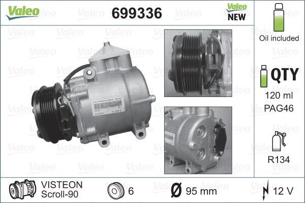 Compresseur, climatisation VALEO ref. 699336