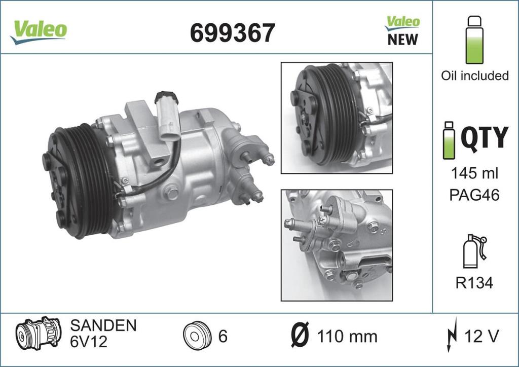 Compresseur, climatisation VALEO ref. 699367