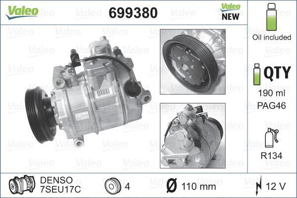 Compresseur, climatisation VALEO ref. 699380