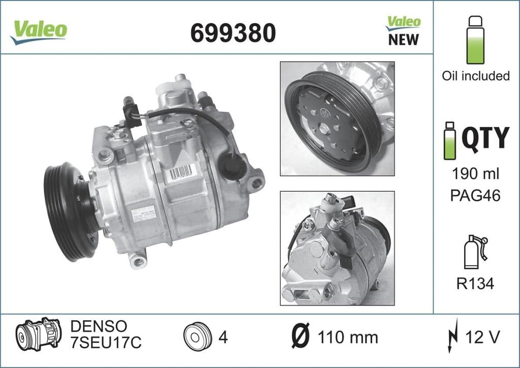 Compresseur, climatisation VALEO ref. 699380